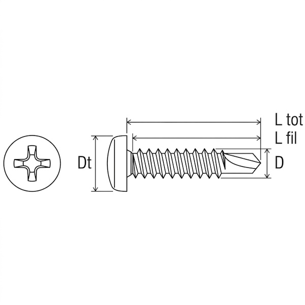 Mustad Vite DRILLEX Autoperforante Testa Cilindrica (TC) a Croce PH Chromiting - MUSTAD - Immagine 3